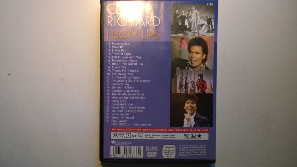 Cliff Richard - Lucky Lips (DVD), Alle leeftijden, Ophalen of Verzenden, Zo goed als nieuw, Concert