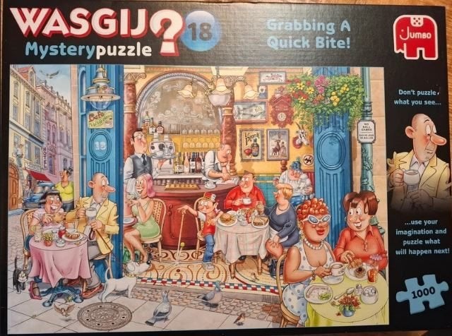 Wasgij mystery 18 Een snelle hap! 1000 stukjes, Ophalen of Verzenden, 500 t/m 1500 stukjes, Zo goed als nieuw, Legpuzzel