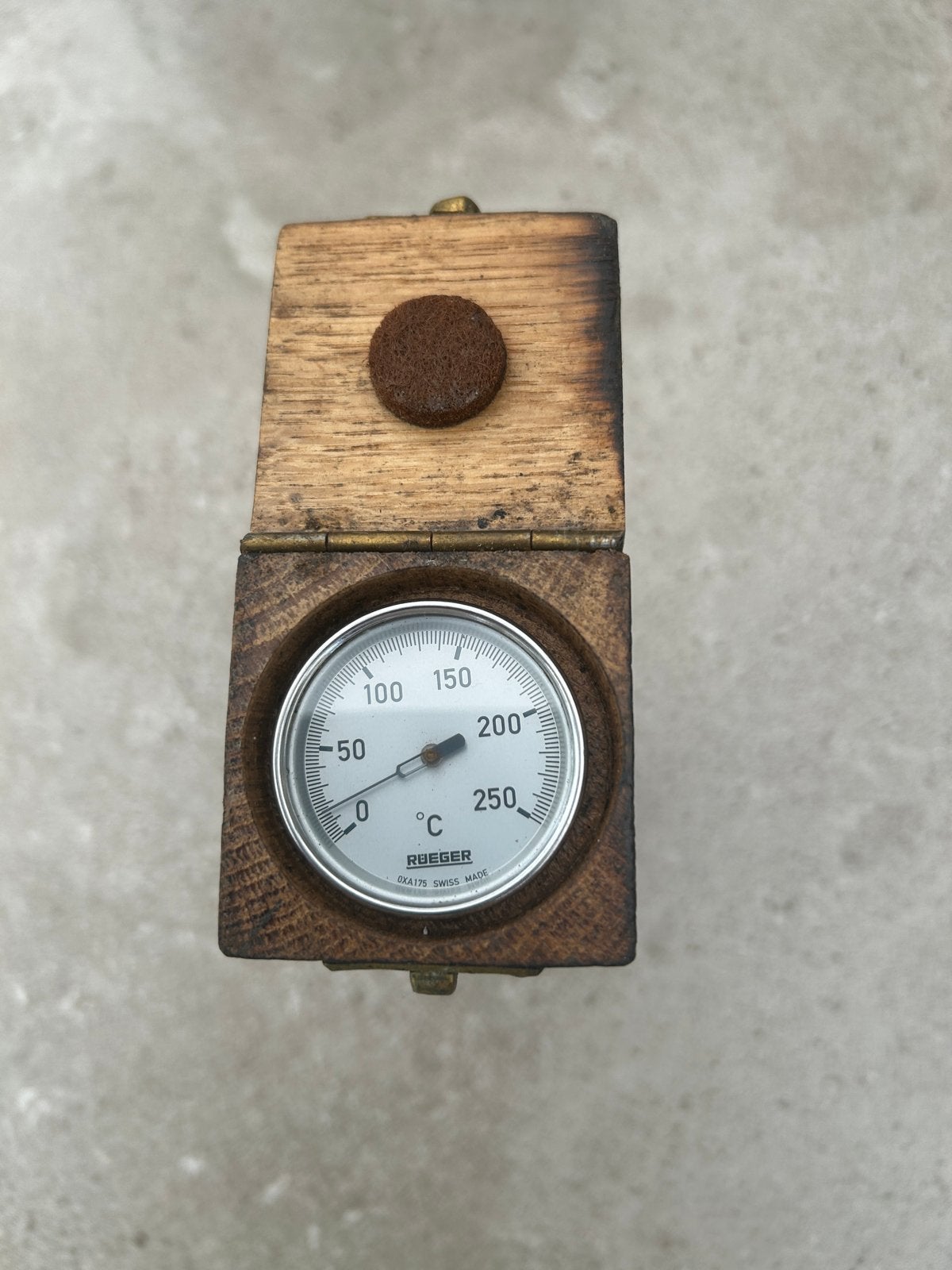 Vintage PTT thermometer in houten kistje, Antiek en Kunst, Ophalen of Verzenden