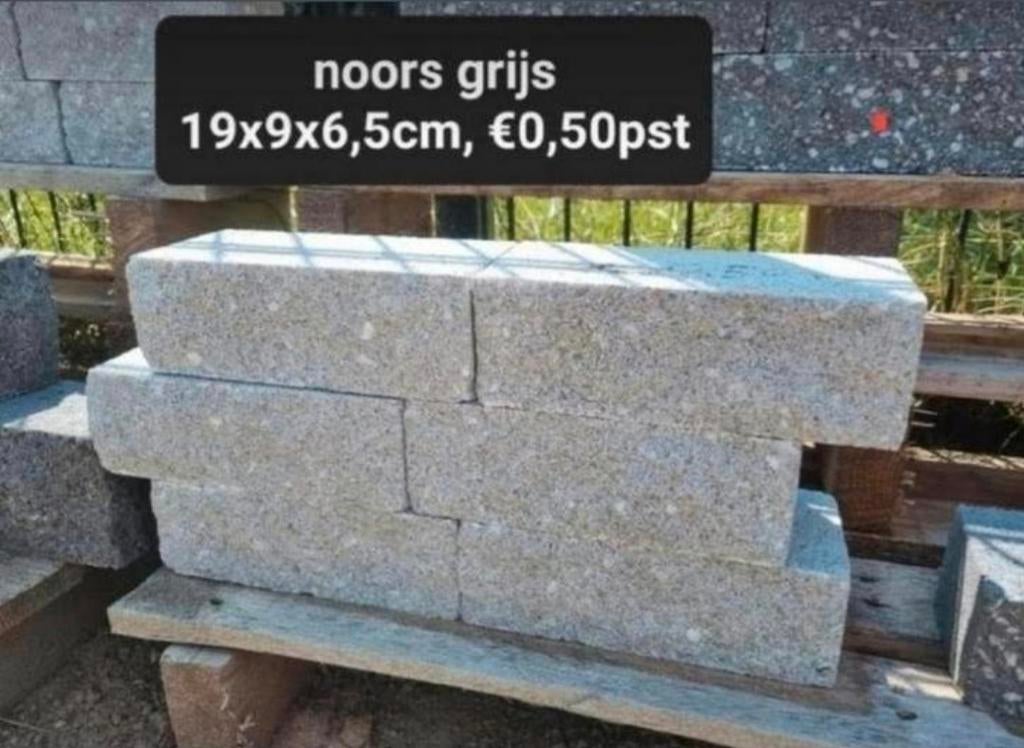 ACTIE! Noors grijs splitblok rox gevelsteen 19x9x6,5 s-parti, Blok, Nieuw, Ophalen of Verzenden, Minder dan 25 cm