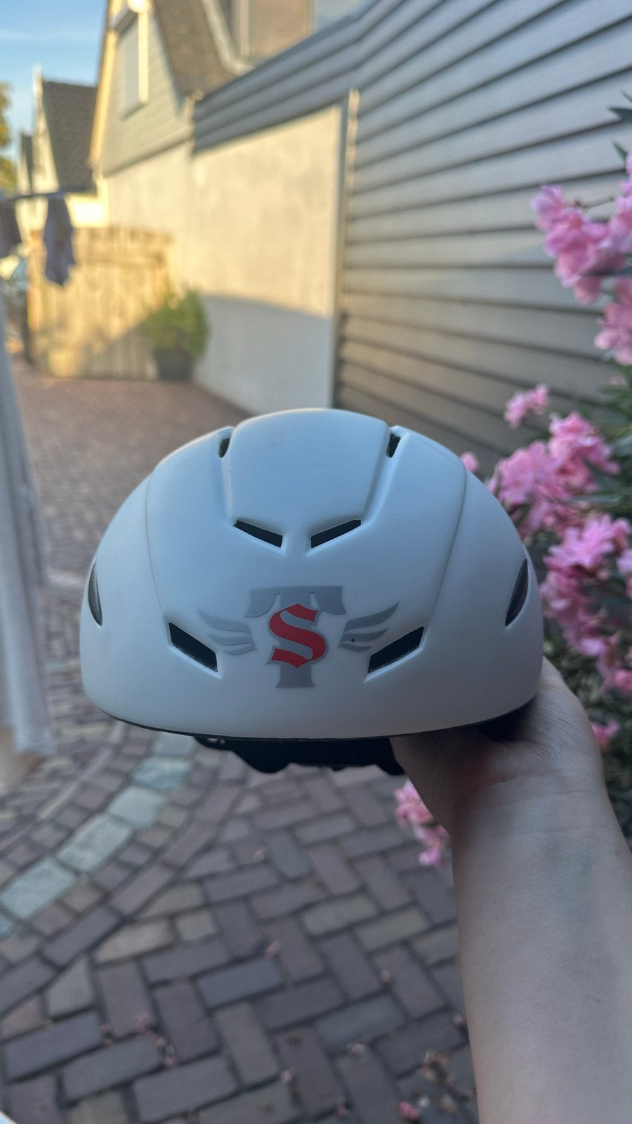 Witte schaatshelm skate tec  S/M (54-58cm), Ophalen of Verzenden, Zo goed als nieuw, S, Heer of Dame