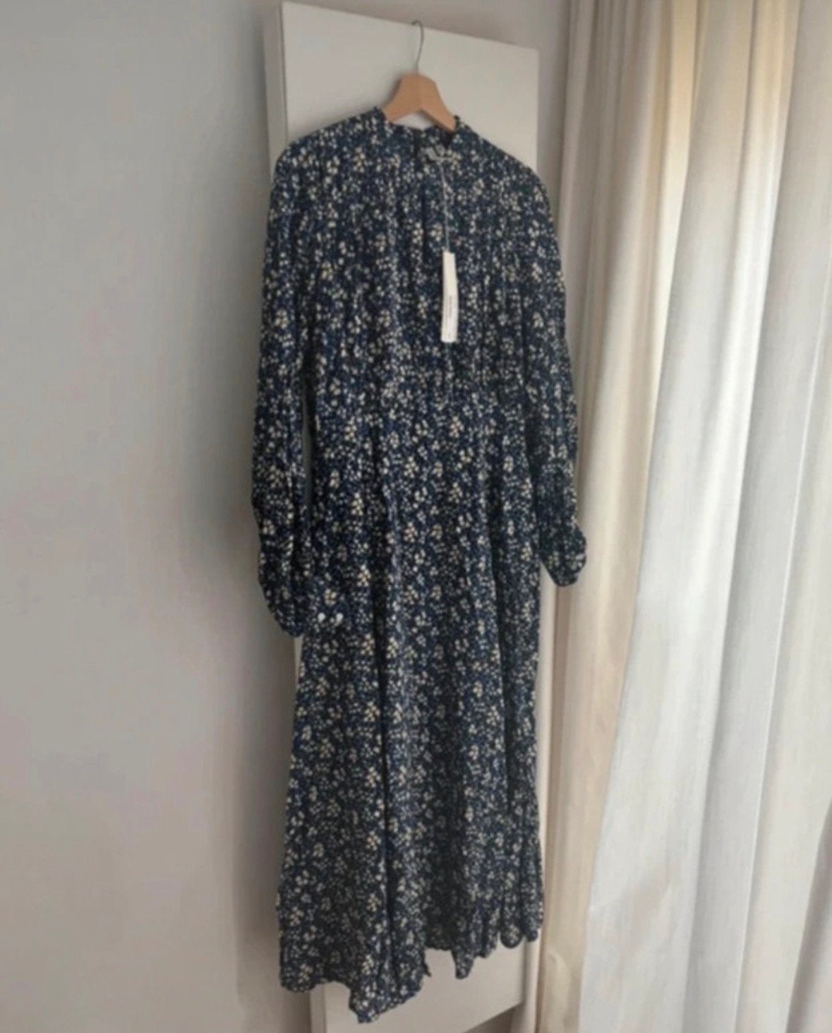 Arket donker blauwe lange jurk bloemen, maxi dress 34/36, Blauw, Nieuw, Ophalen of Verzenden, Maat 36 (S)