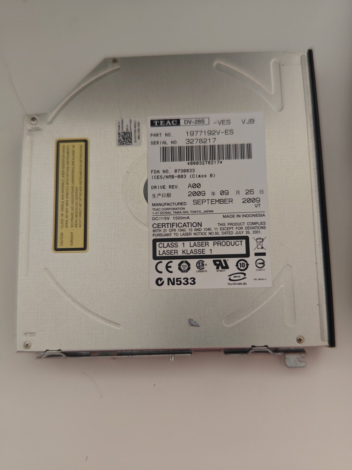 TEAC DV-28S Slim DVD-RW SATA Laptop DVD Speler/Brander, Ophalen of Verzenden, Dvd