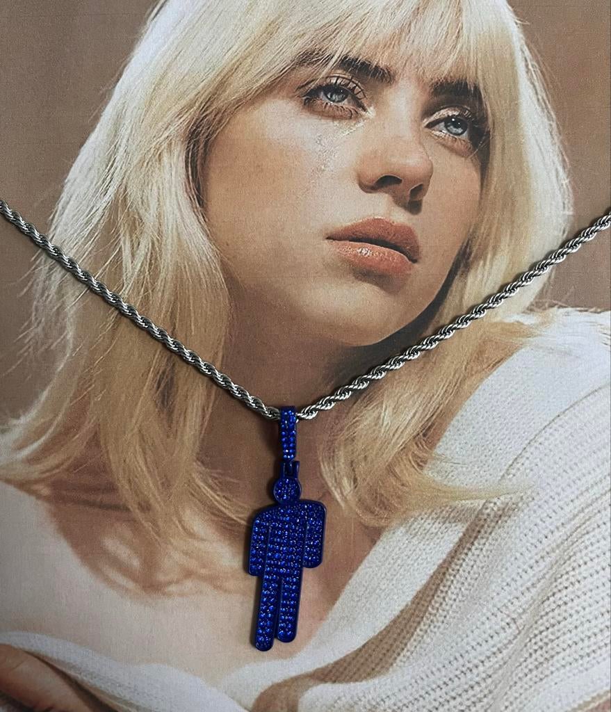 Billie Eilish Blohsh Ketting - Blauw, Sieraden, Tassen en Uiterlijk, Kettingen, Blauw, Nieuw, Ophalen of Verzenden, Overige materialen
