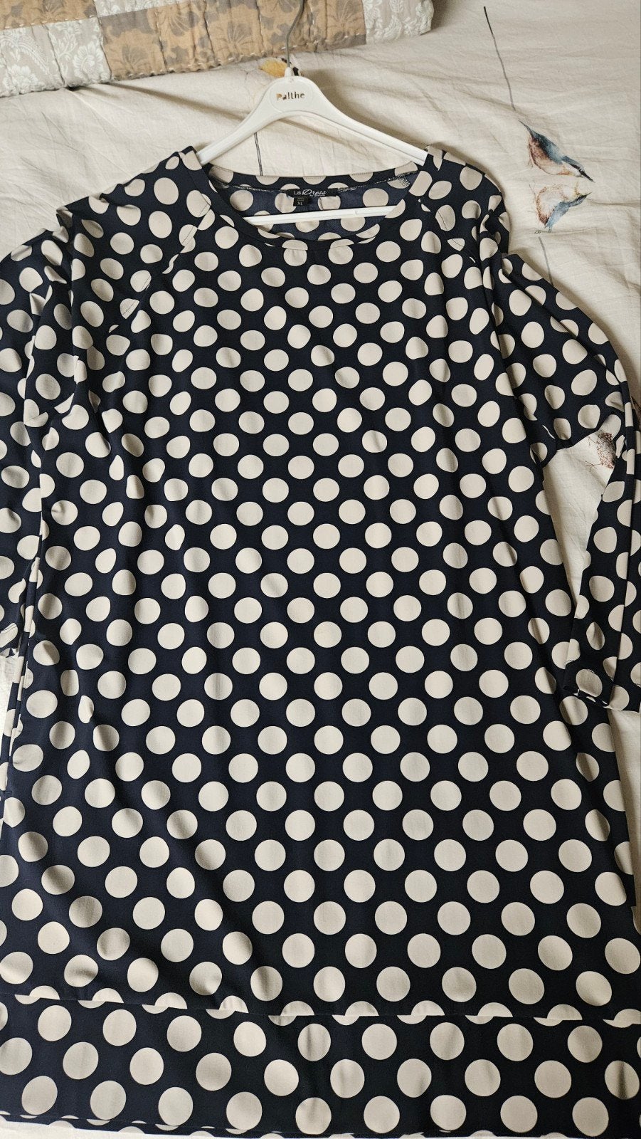 Ladress dots tuniek xl, Ophalen of Verzenden, Zo goed als nieuw, Maat 46/48 (XL) of groter, Blauw