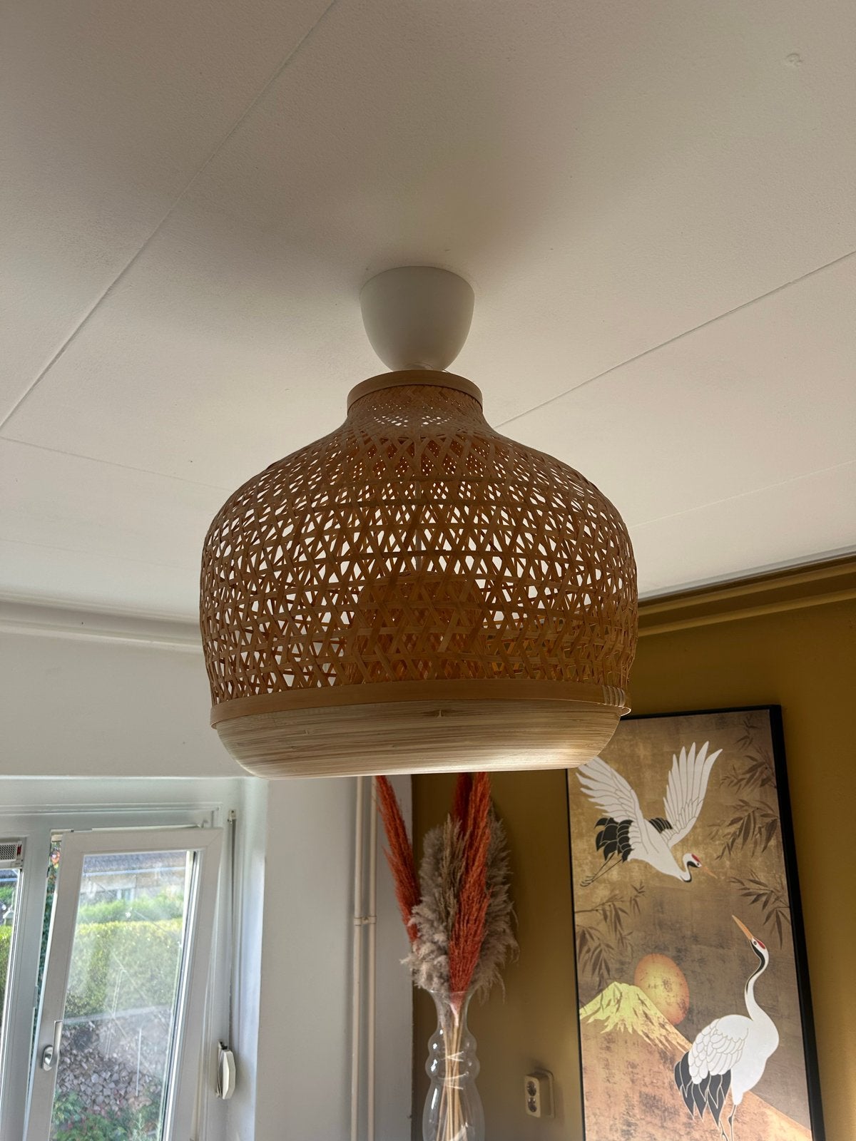 IKEA Misterhult hanglamp bamboe, 45 cm, Ophalen, Zo goed als nieuw, Natuurlijk materiaal