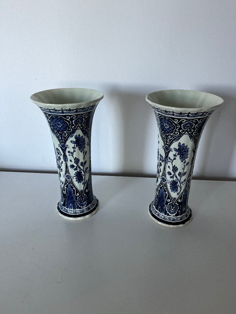 set 2 vazen van Delfts blauw royal Sphinx by Boch, Antiek en Kunst, Antiek | Keramiek en Aardewerk, Ophalen of Verzenden