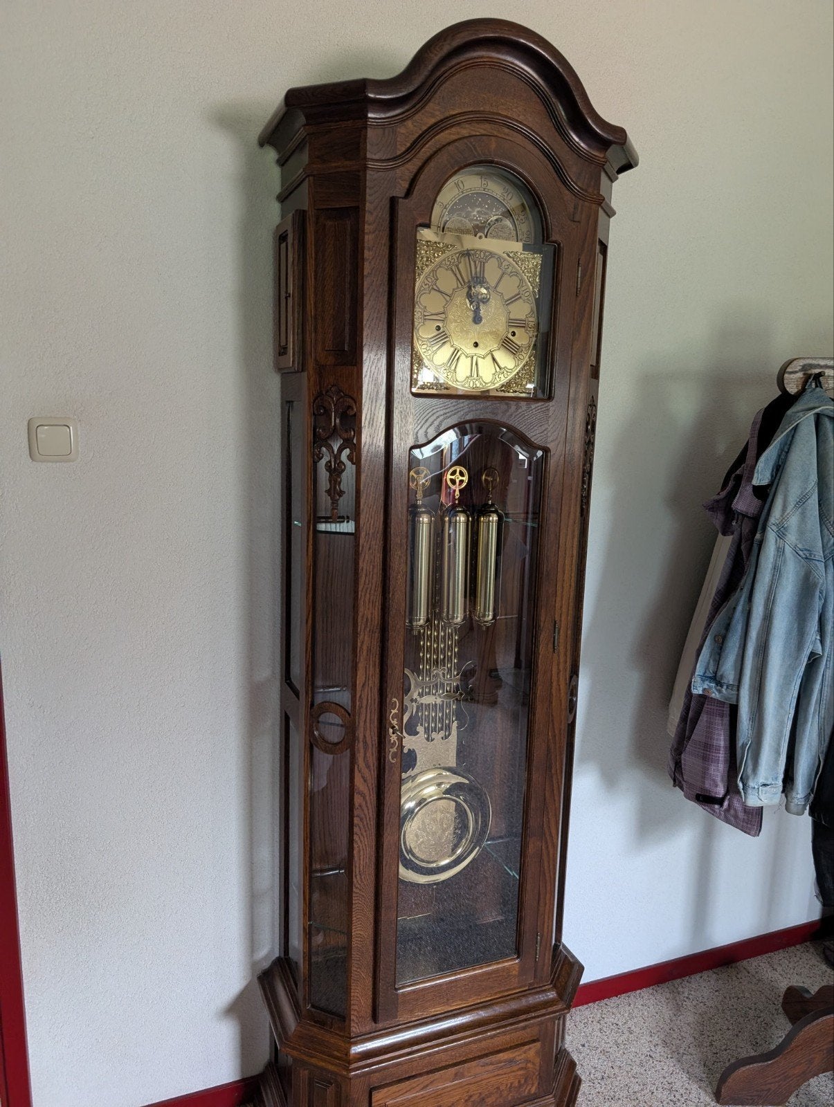 vintage eikenhouten staande klok, Ophalen