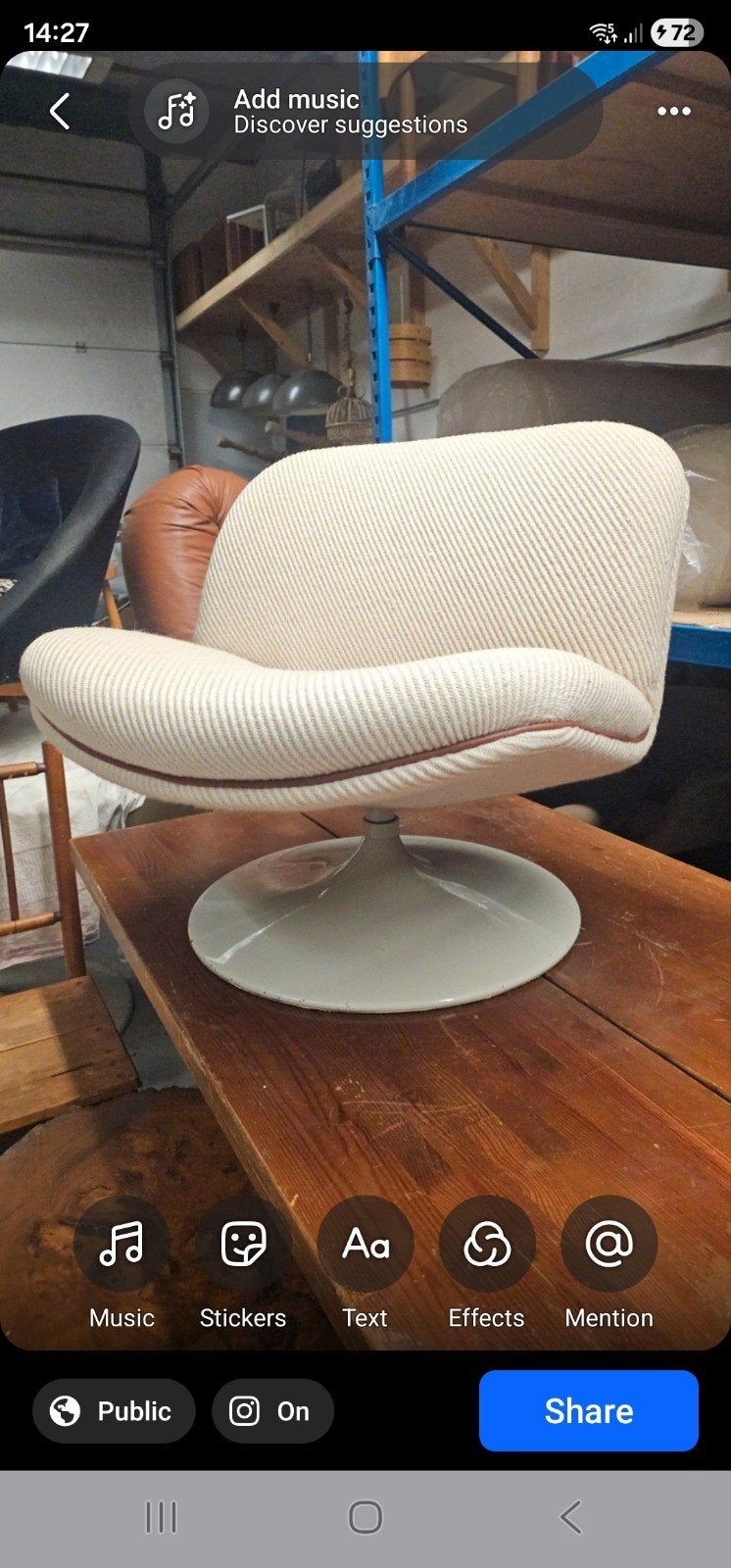 Artifort Geoffrey Harcourt 508 fauteuil, Huis en Inrichting, Stoelen, Gebruikt, Overige kleuren, Vintage, Mid-century modern, Ophalen of Verzenden