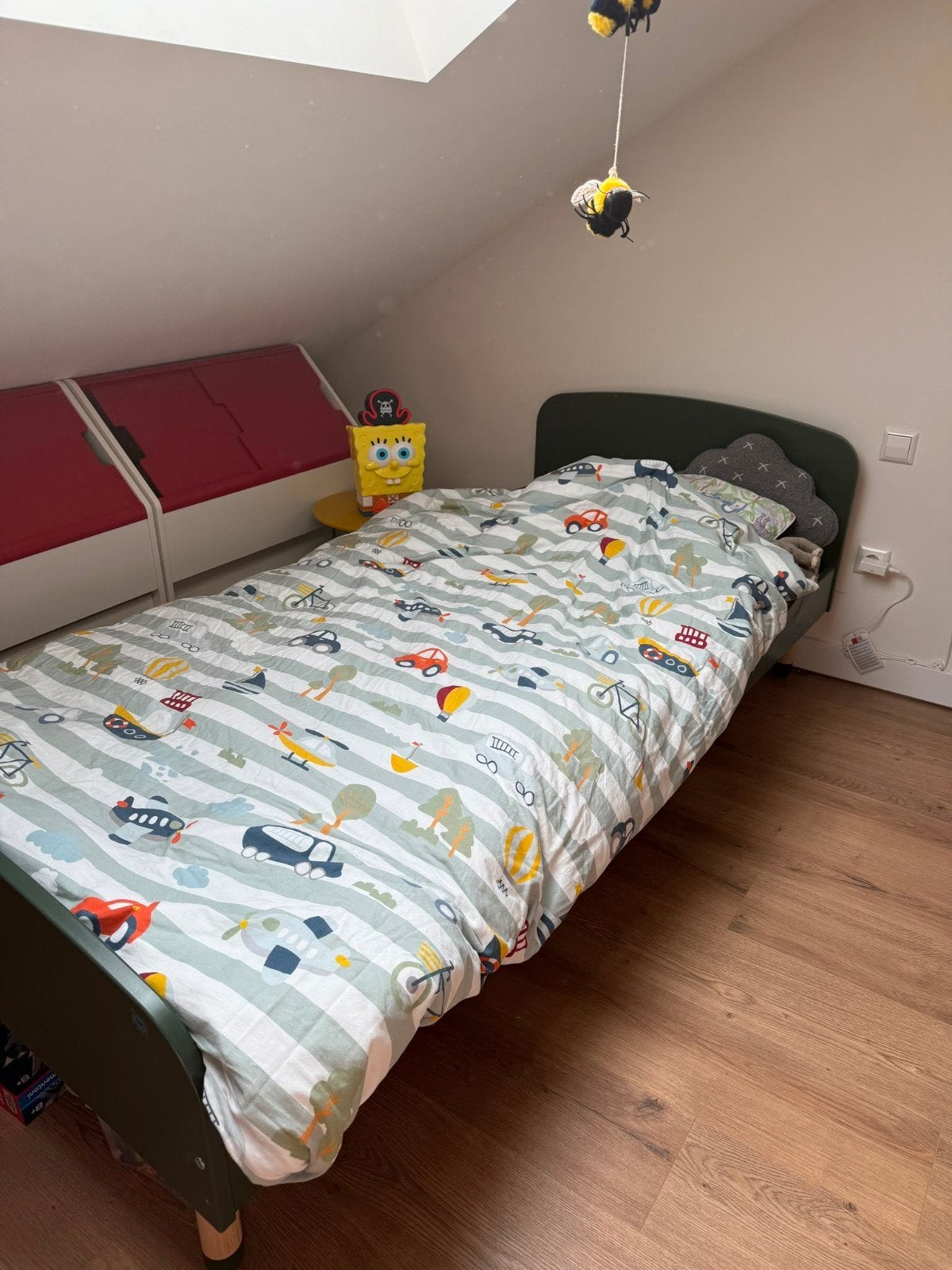 Flexa Dots Single bed + mattress + Ikea Bed tent, Ophalen, Zo goed als nieuw, Eenpersoons