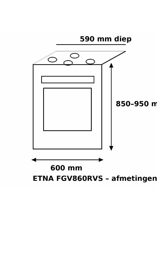 ETNA FGV860RVS gasfornuis met elektrische oven – 60 cm, Ophalen, Gebruikt, 60 cm of meer, 4 kookzones