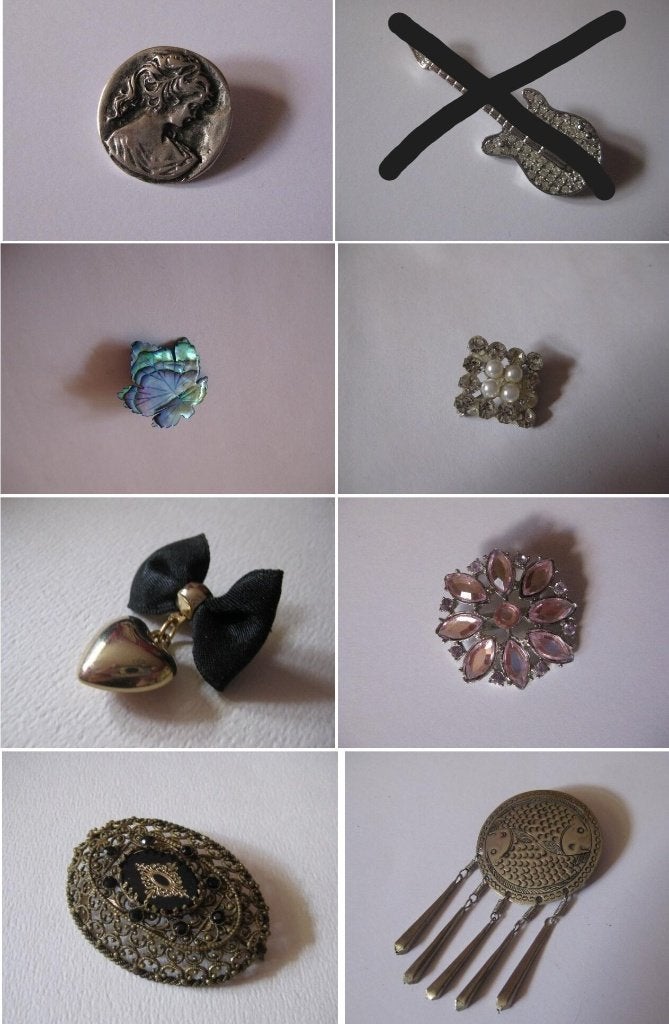 Vintage broche / parelmoer esdoorn hartje vissen camee, Ophalen, Overige materialen, 4 tot 7 cm, Zo goed als nieuw