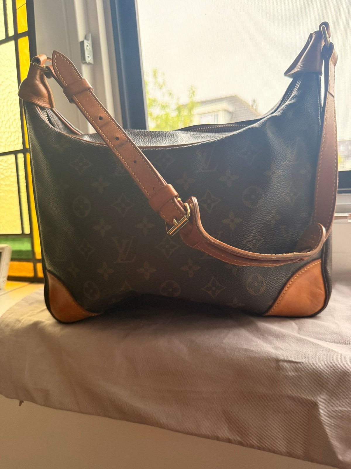 Vintage Louis Vuitton tas model Boulogne, Ophalen of Verzenden, Zo goed als nieuw, Bruin, Handtas