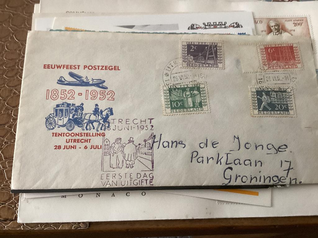 No1816 E10 stempel Utrecht zegels 588-591 bovenkant geopend, Postzegels en Munten, Postzegels | Eerstedagenveloppen, Ophalen, Beschreven