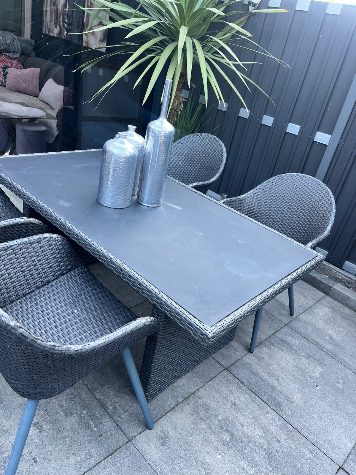 Modern Tuinset met 4 Stoelen en Tafel, Ophalen, 4 zitplaatsen, Gebruikt, Eettafel