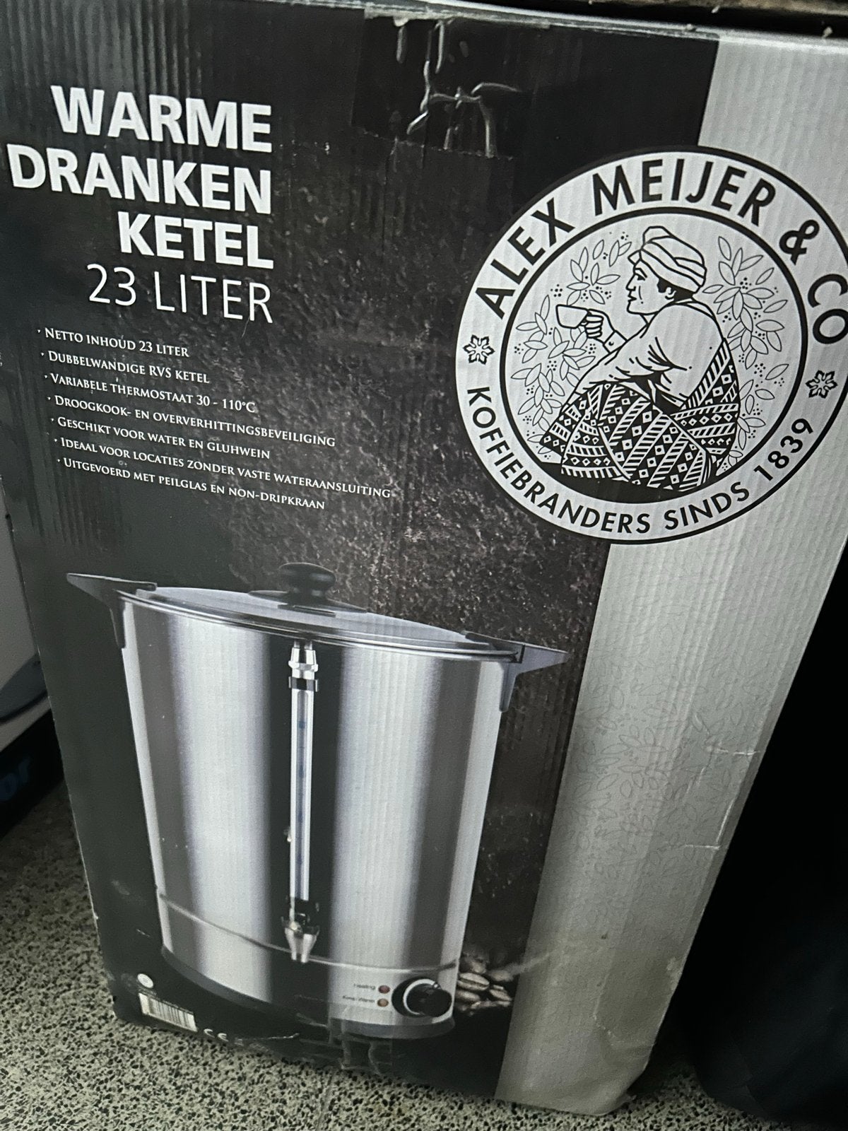Alex Meijer & Co Warme Dranken Ketel 23 Liter, 2 liter of meer, Ophalen, Zo goed als nieuw, Rvs