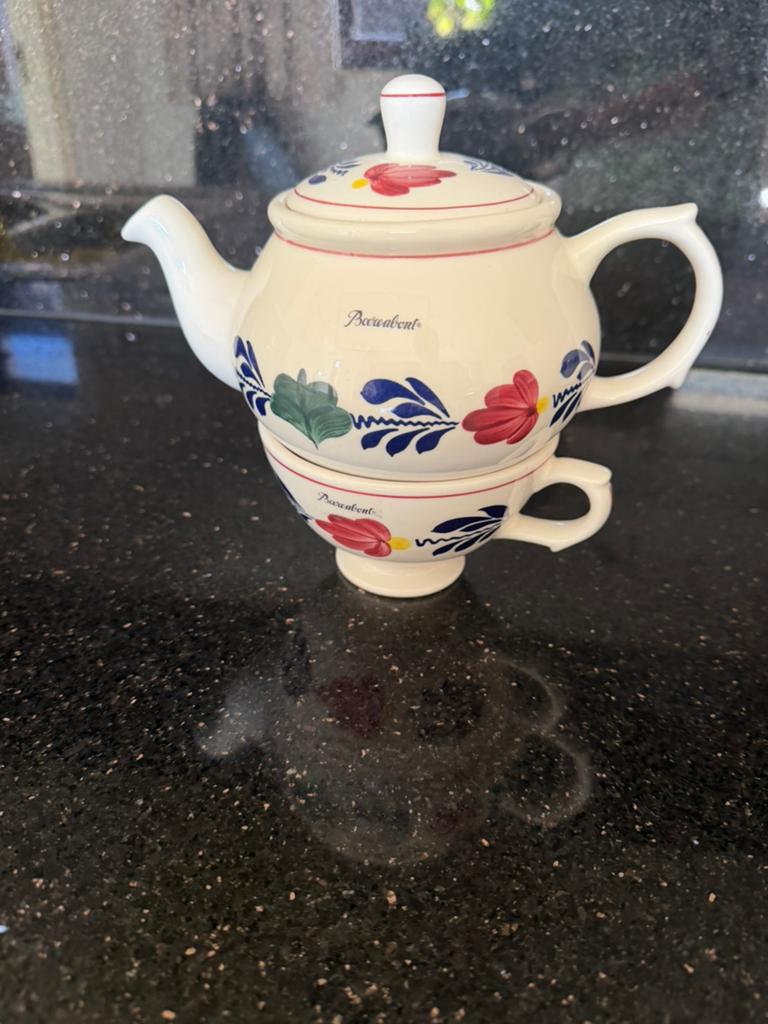 Boerenbont eenpersoons set , theepot met theekop, Antiek en Kunst, Antiek | Servies los, Ophalen of Verzenden