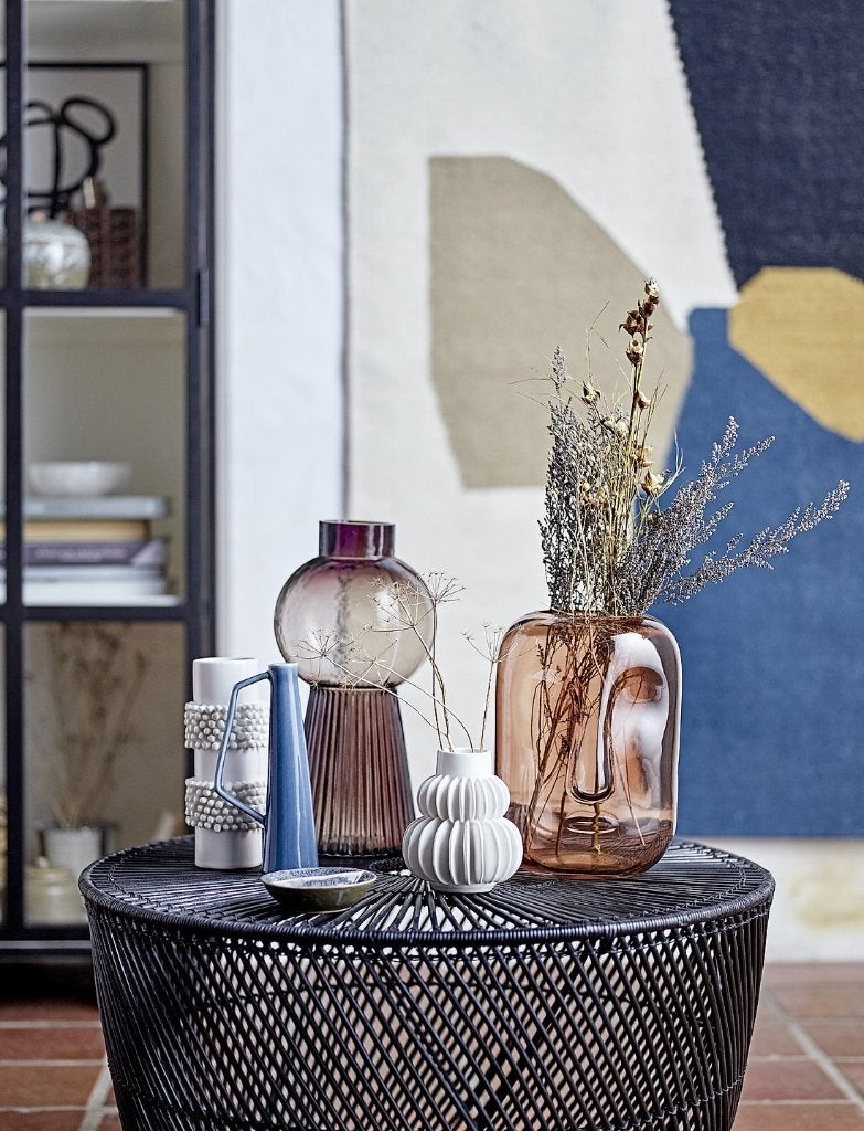 Bloomingville Ditte rotan bohémien bijzettafel, zwart Ø67cm, 50 tot 100 cm, Denemarken, Bohemian, Japandi, Scandinavisch, Overige materialen