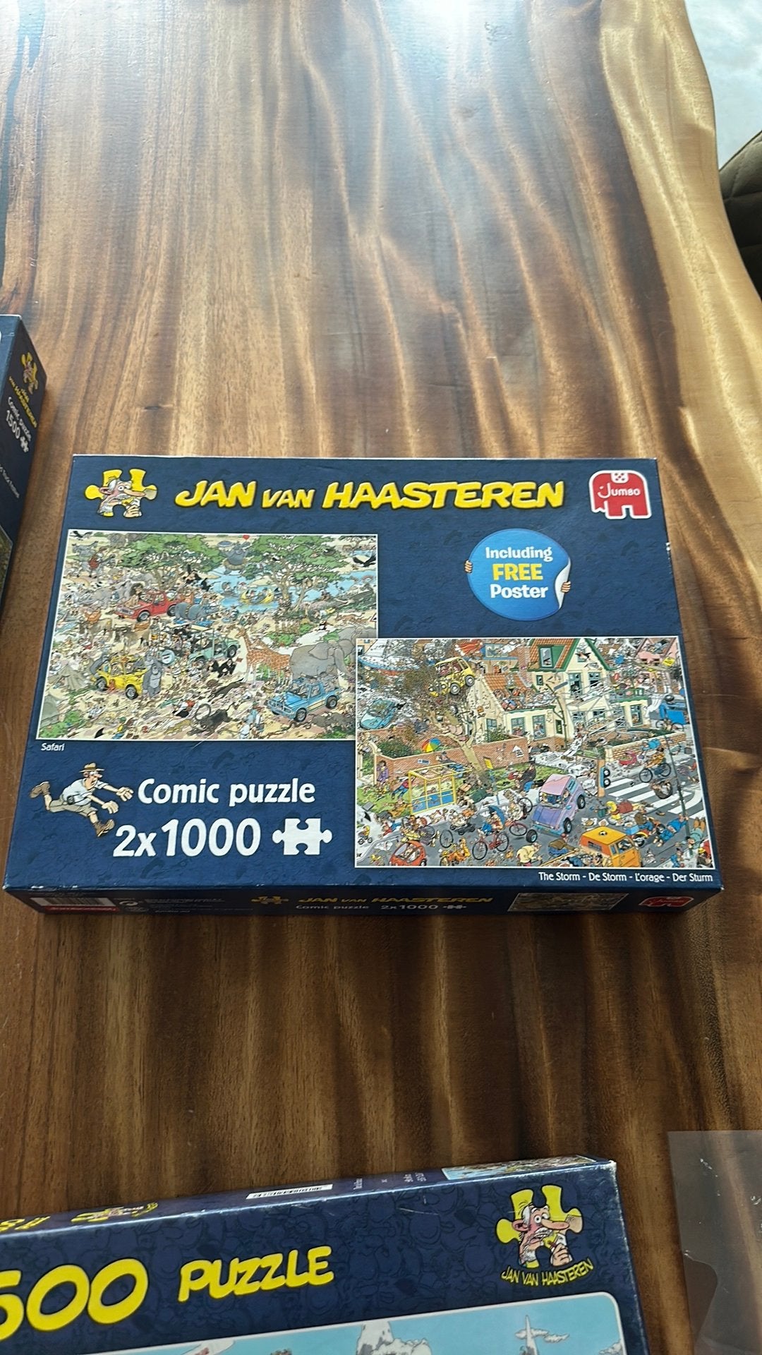 Jan van Haasteren puzzels 2x 1000 Safari - De Storm, Ophalen, 500 t/m 1500 stukjes, Gebruikt, Legpuzzel