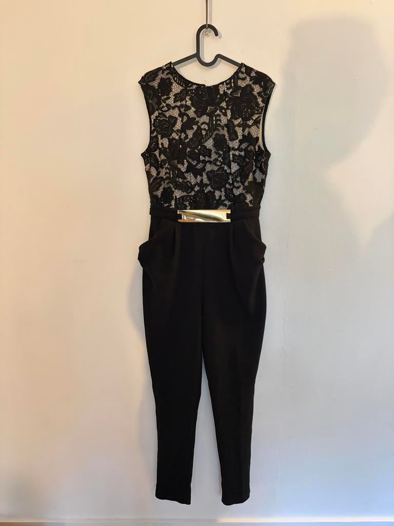 Bonprix Jumpsuit Dames Zwart met Kant en Gouden Detail, Kleding | Dames, Jumpsuits, Ophalen of Verzenden, Gedragen, Maat 38/40 (M)