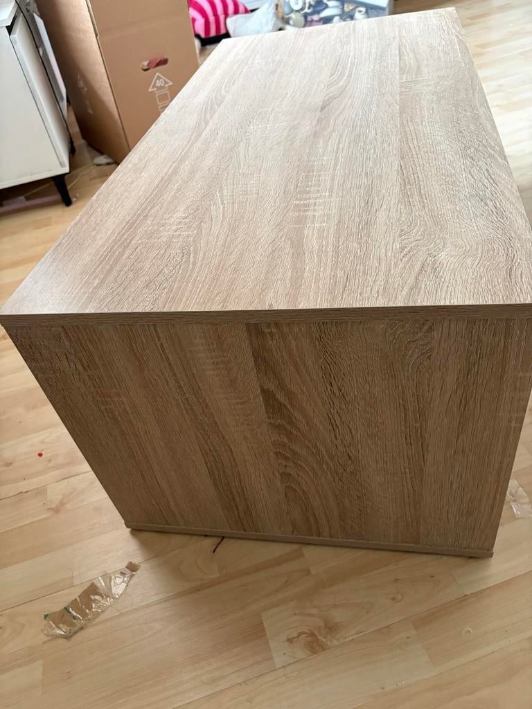 Moderne salontafel met opbergruimte - Licht hout, Ophalen, 50 tot 100 cm, Zo goed als nieuw, Minder dan 100 cm