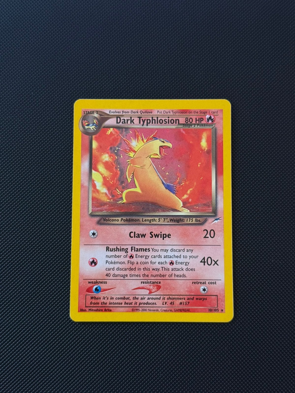 Dark Typhlosion 10/105, Neo Destiny, vintage pokemon kaart, Ophalen of Verzenden, Zo goed als nieuw