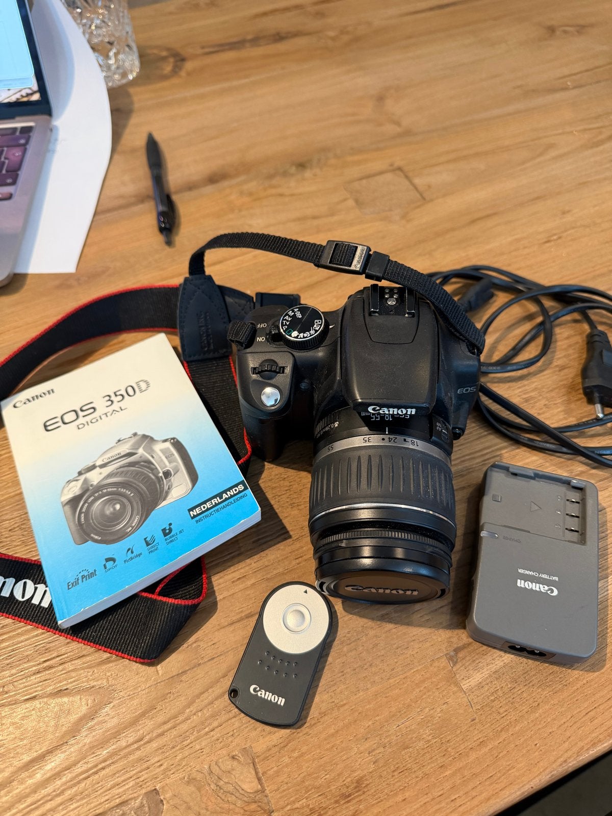 Canon EOS 350D Spiegelreflexcamera met accessoires, Gebruikt, Spiegelreflex, Canon, Oplader