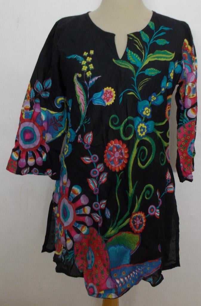 Aparte 100% katoenen print tuniek van Colours de Monde! L, Verzenden, Zo goed als nieuw, Maat 42/44 (L), Overige kleuren
