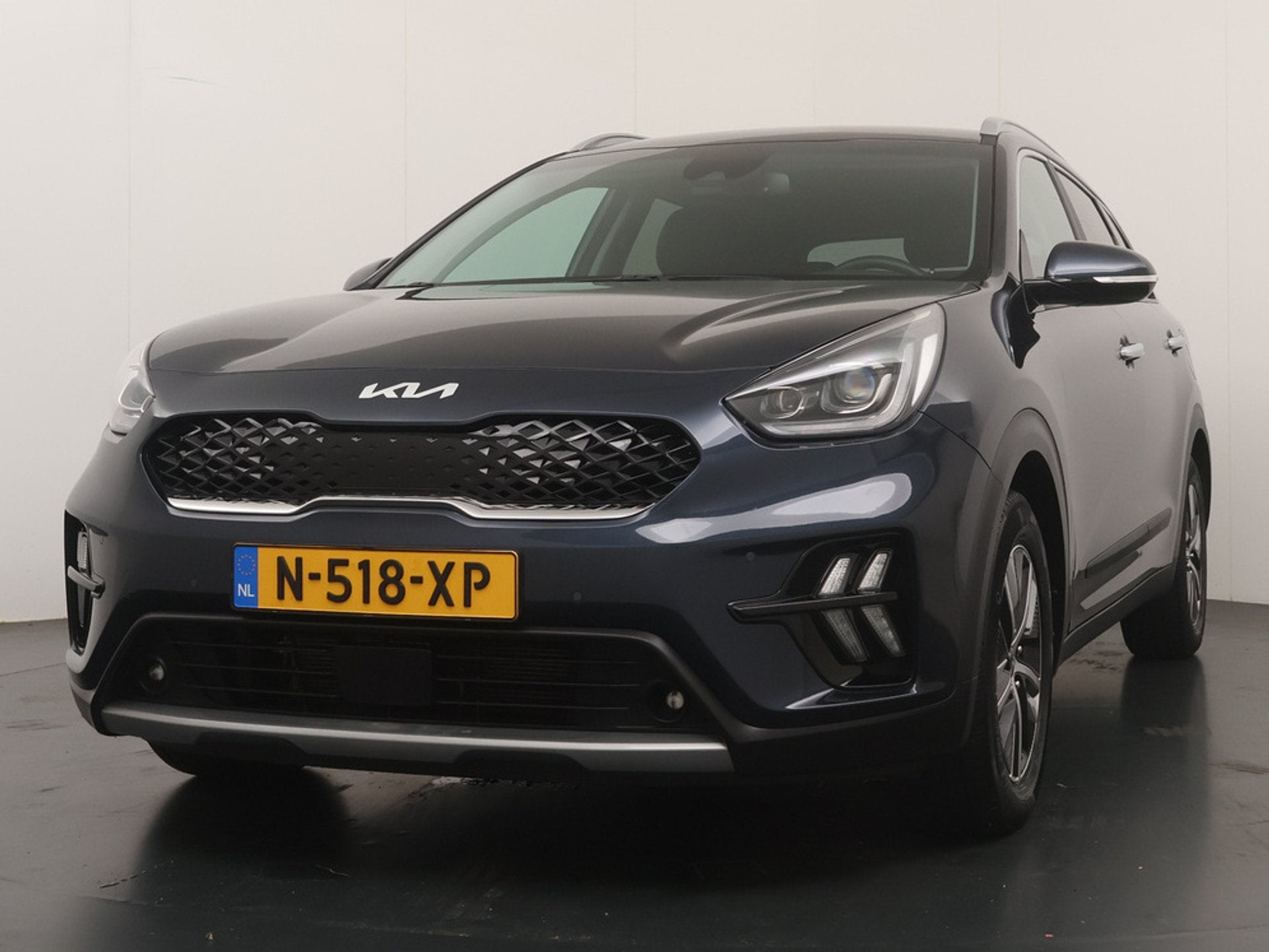 Kia Niro 1.6 GDi Hybrid DynamicPlusLine Stoel/stuurverwarmin, Auto's, Gebruikt, Blauw, Leder en Stof, Origineel Nederlands