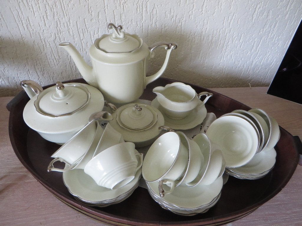 Antiek Thee Koffie Servies 1939 Tielsch Altwasser Porselein, Ophalen