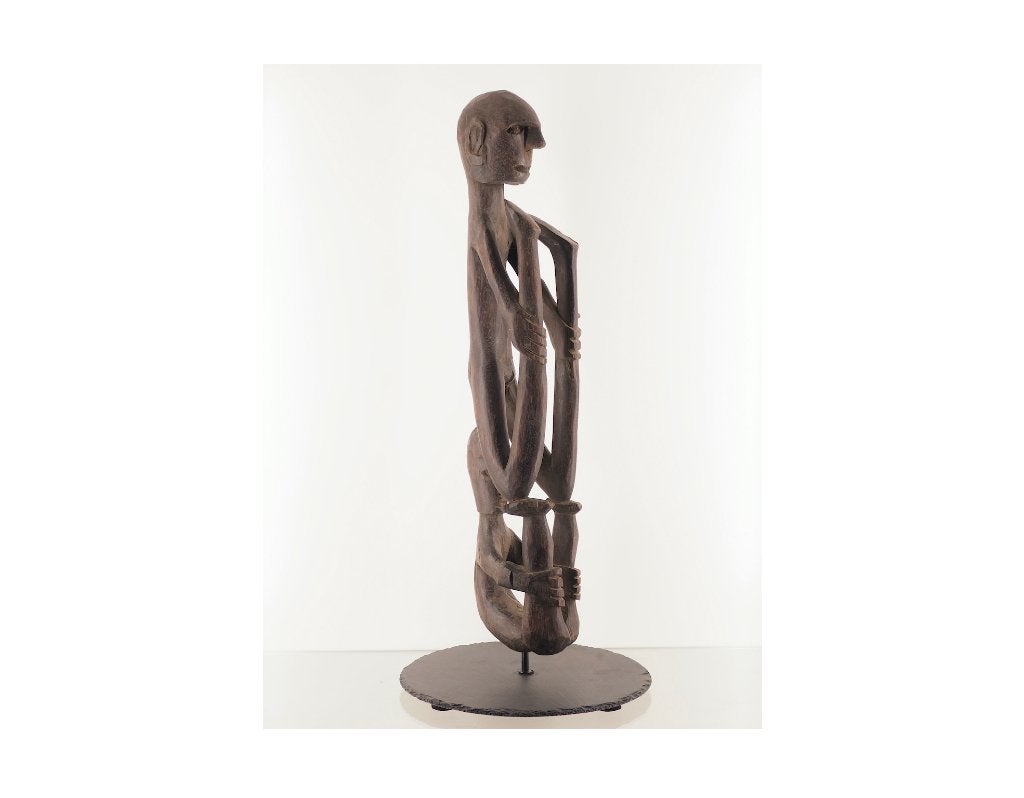 Asmat dubbel voorouderbeeld op leisteen-66cm (260110-33), Ophalen of Verzenden