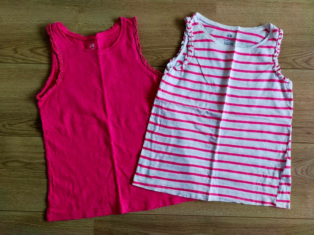 2x fijne mouwloze shirts van H&M. Mt 134/140, Kinderen en Baby's, Kinderkleding | Maat 134, Gebruikt, Meisje, H&M, Ophalen of Verzenden