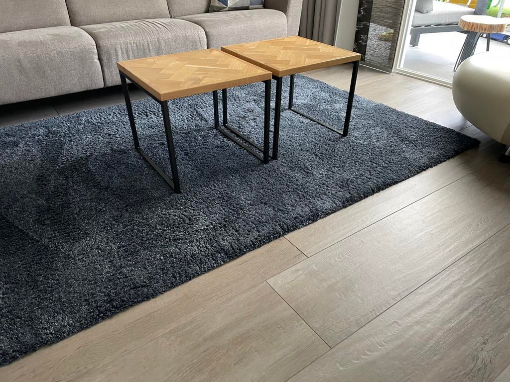 Vloerkleed kleed blauw grijs hoogpolig, Ophalen, Gebruikt, 150 tot 200 cm, 200 cm of meer