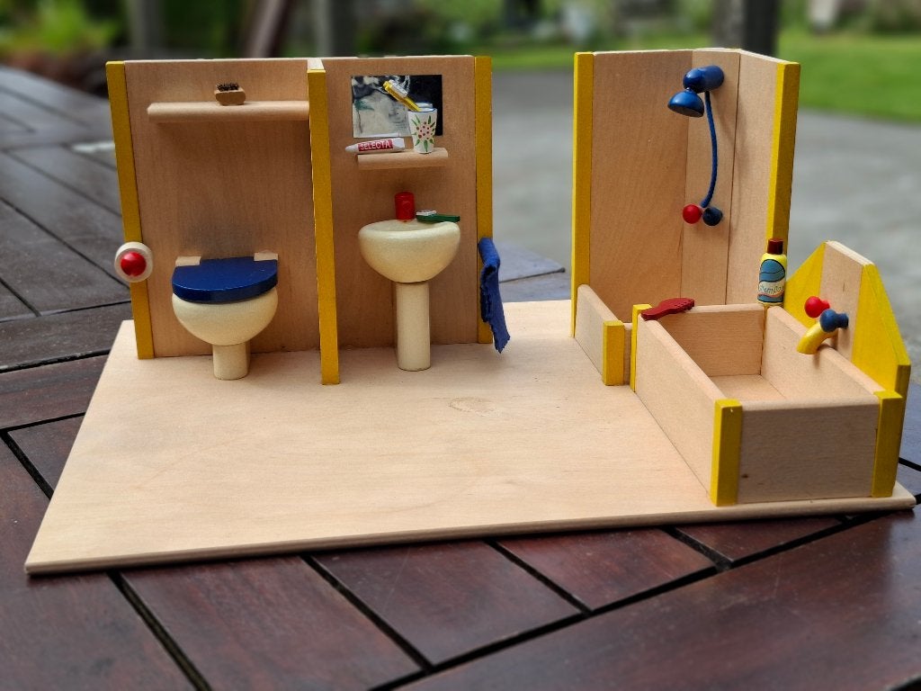 Selectie houten poppenhuis kamer badkamer, Ophalen, Zo goed als nieuw, Poppenhuis