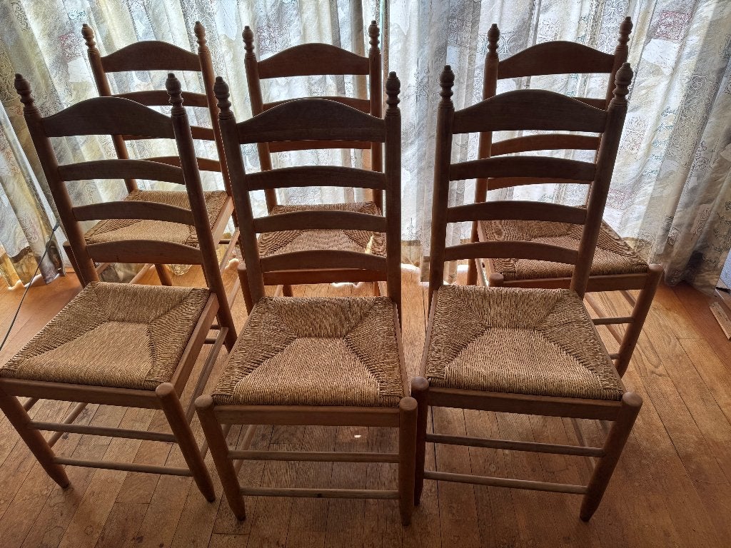 Eetkamer stoelen met biezen zitting, Huis en Inrichting, Stoelen, Ophalen, Gebruikt, Overige kleuren, Vijf, Zes of meer stoelen