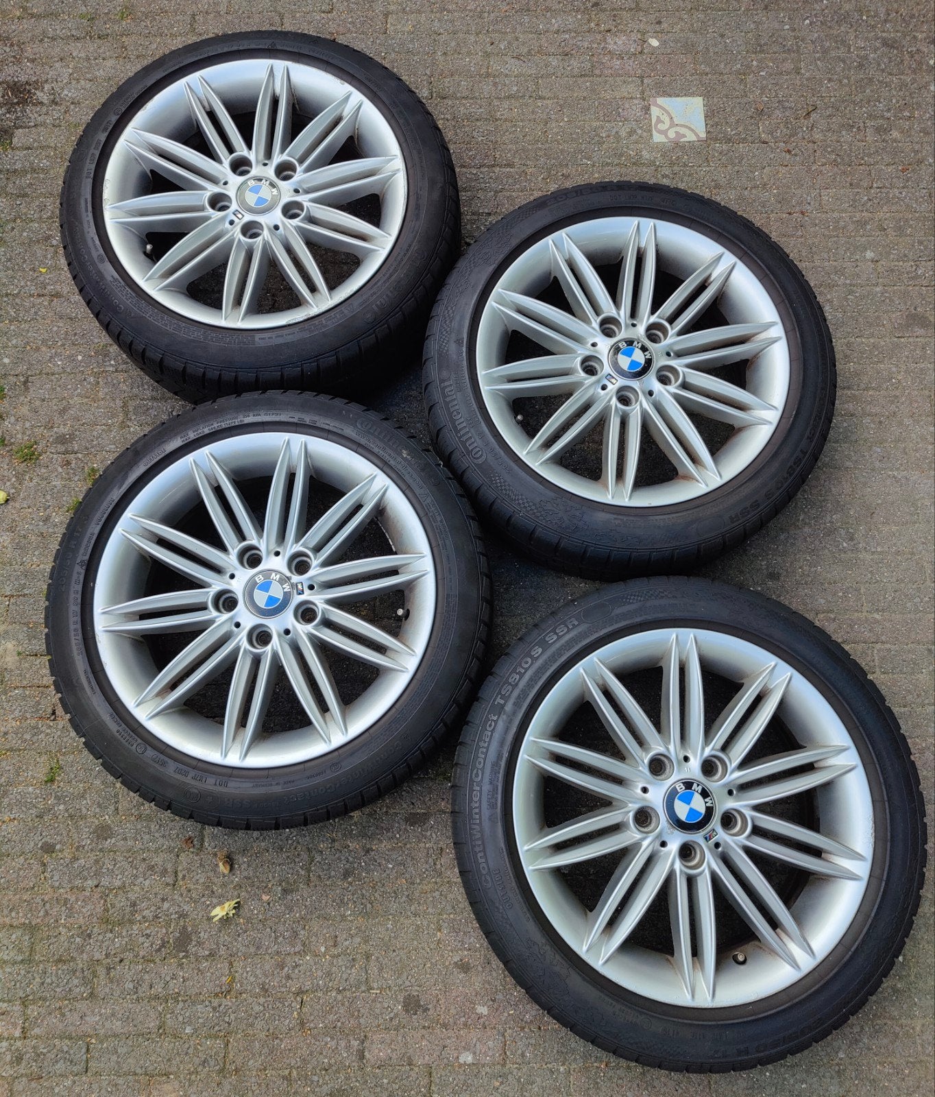 BMW Style 207M 17 inch velgen met Continental winterbanden, Ophalen, Gebruikt, Banden en Velgen, 17 inch