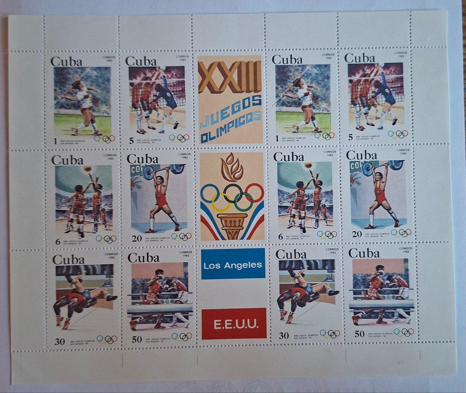 Olympische Spelen Los Angeles 1984. Cuba mooi vel. Postfris, Verzenden, Sport
