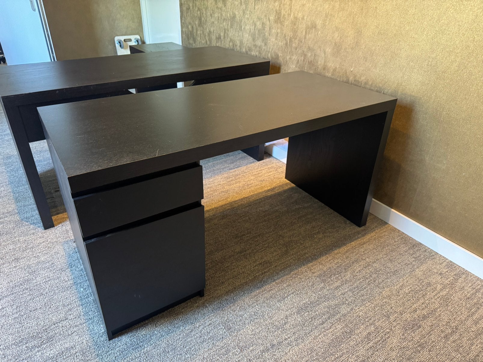 Ikea bureau malm zwart, Huis en Inrichting, Bureaus, Ophalen, Zwart, 65 cm, Demontabel
