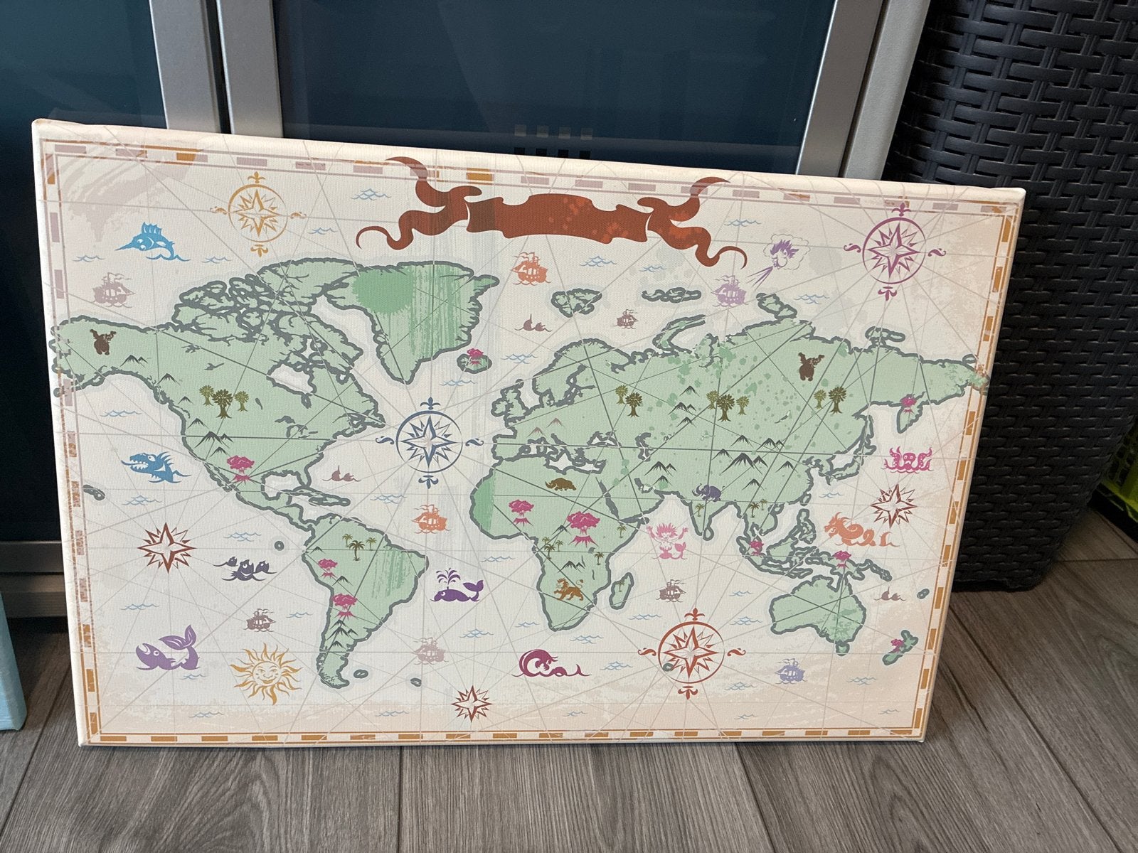 Schilderij Wereldkaart voor Kinderkamer - Educatief & Decora, Ophalen, Zo goed als nieuw, Schilderij, Minder dan 50 cm