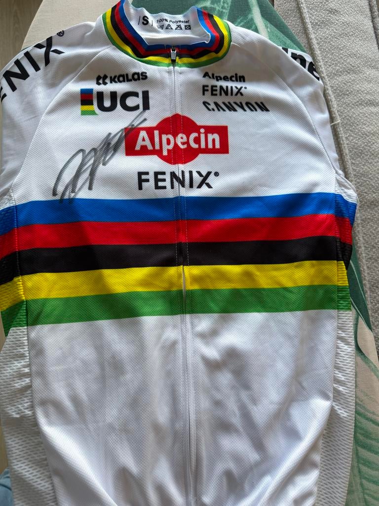 Gesigneerd UCI Wereldkampioen Wielershirt - Maat S, S, Heren, Ophalen of Verzenden, Zo goed als nieuw