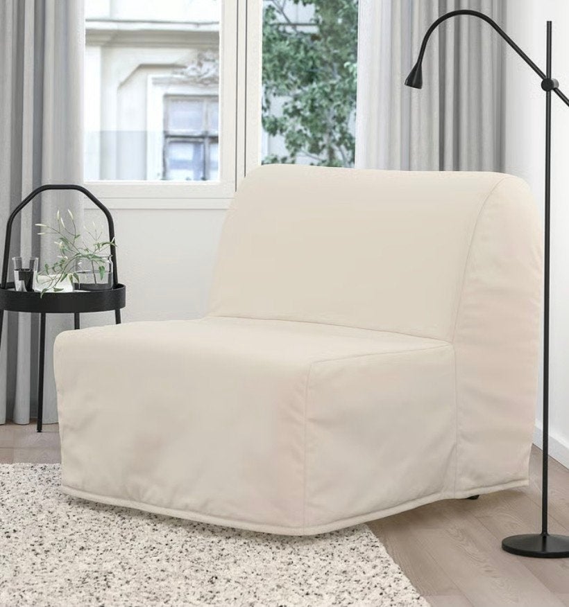 IKEA LYCKSELE LÖVÅS slaapstoel, 80x100 cm, wit/grijs, Ophalen, Gebruikt, 90 cm, Eenpersoons