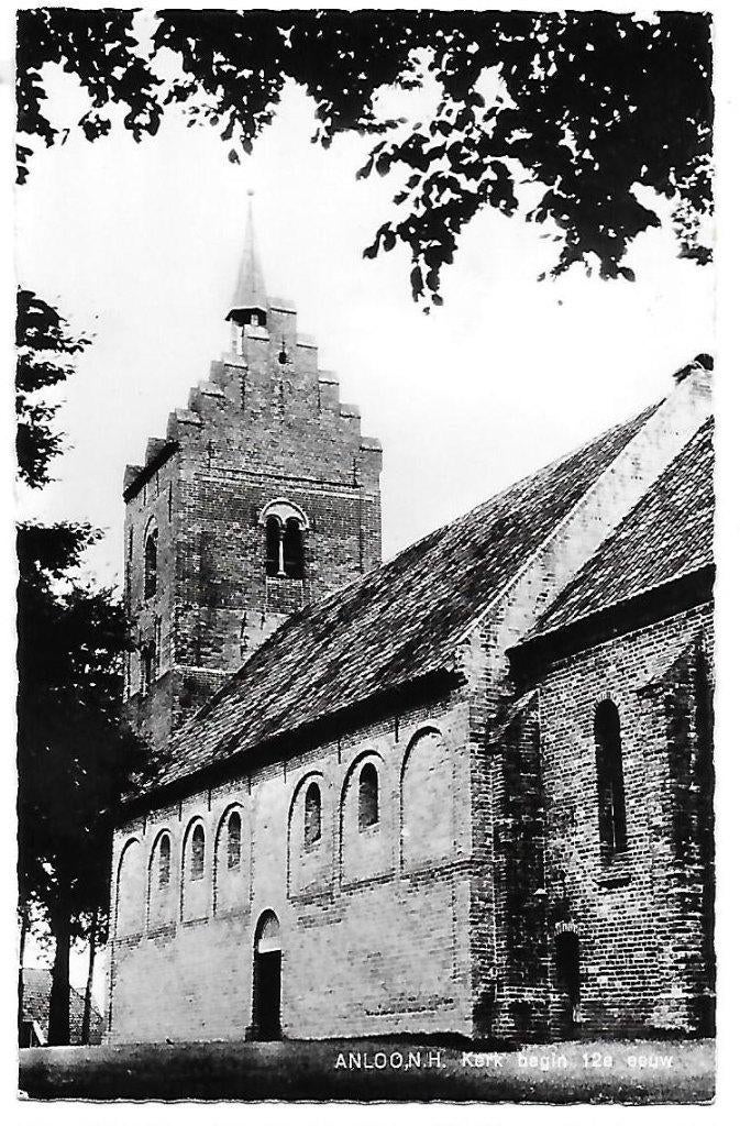 Anloo N h Kerk oude ongelopen Ansichtkaart ( A2134, Ophalen of Verzenden, 1960 tot 1980, Ongelopen