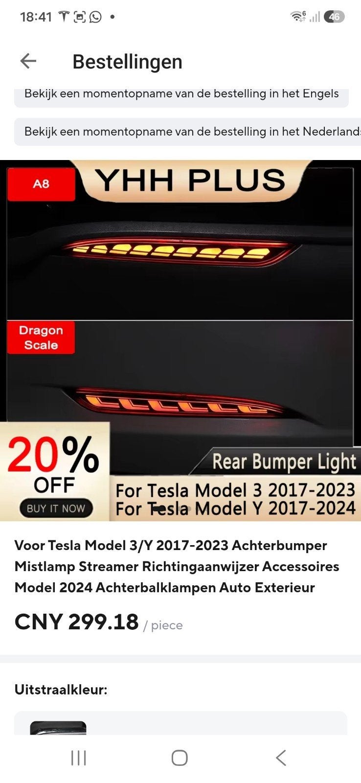 LED Achterbumperlichten voor Tesla Model 3/Y (2017-2023)