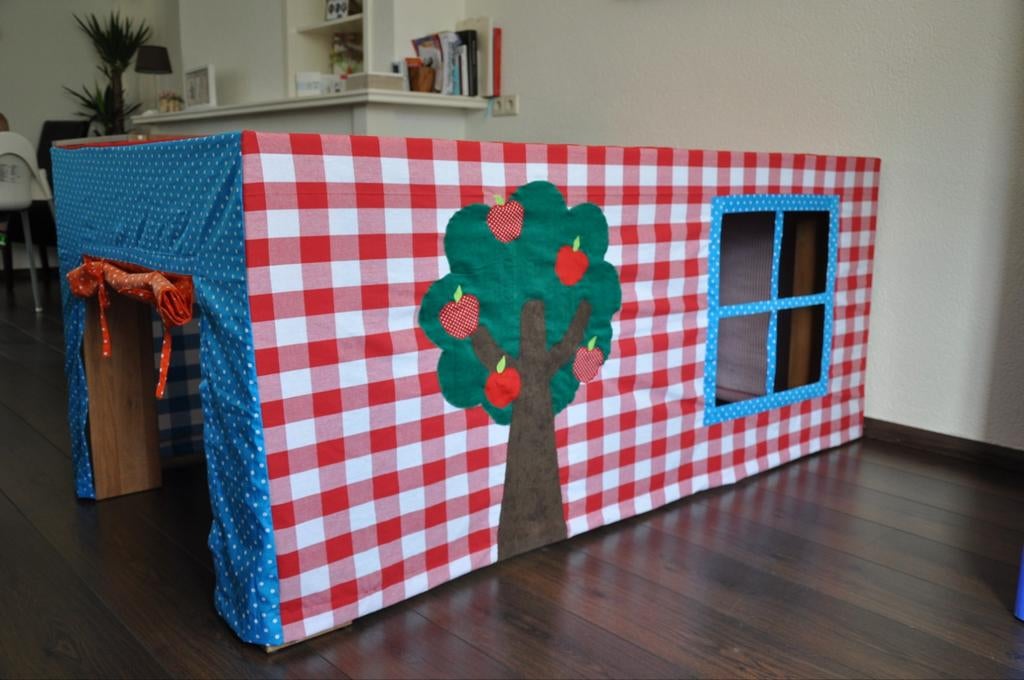 Tafeltent Speelhuisje voor Kinderen - Rood/Blauw Geruit, Ophalen of Verzenden