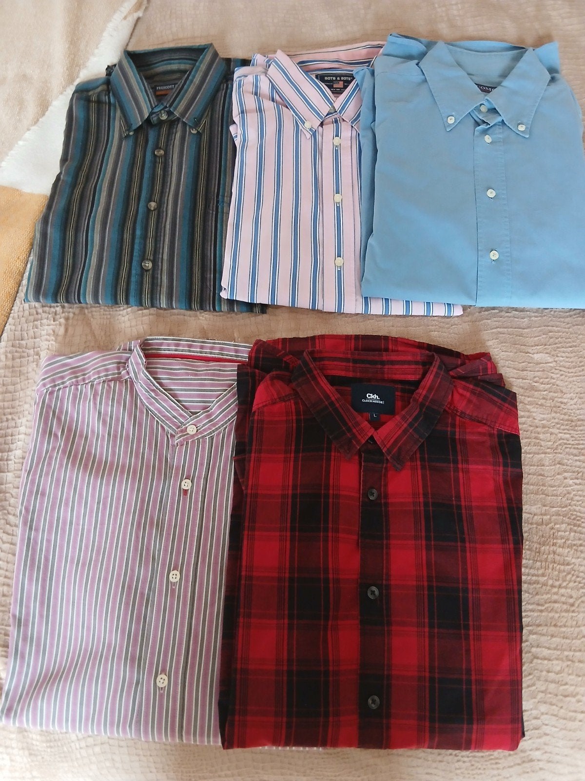 pakket met 5 overhemden, large, Ophalen, Zo goed als nieuw, Overige kleuren, Halswijdte 41/42 (L)