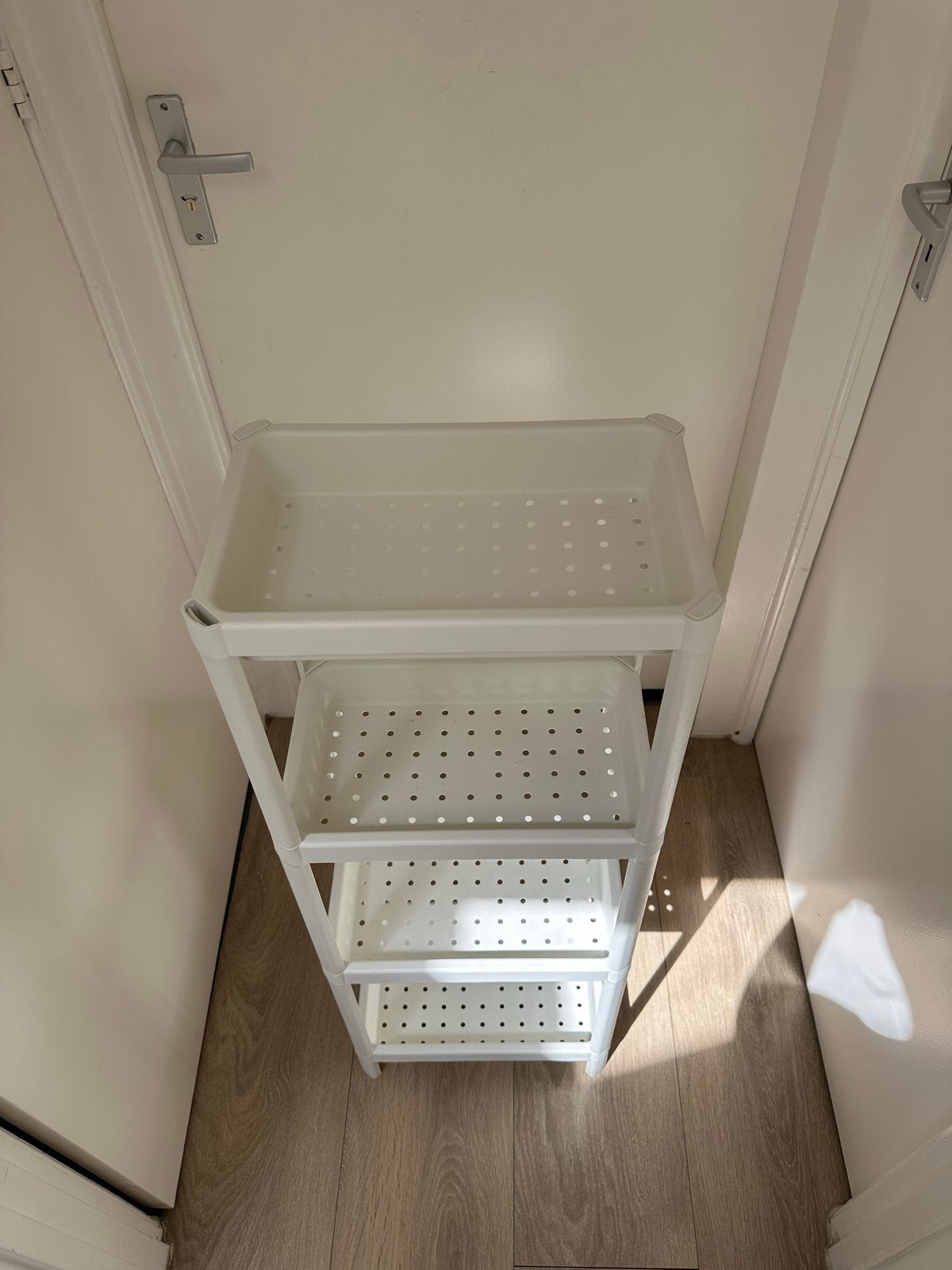 Witte opberg trolley / utility cart met 4 planken, Ophalen, Gebruikt