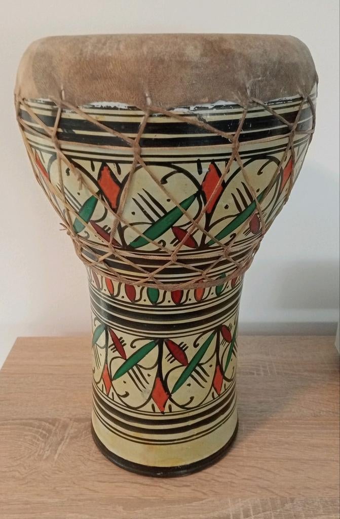 Mooie Vintage Handpainted Ceramic darbouka Drum, Muziek en Instrumenten, Ophalen, Trommel