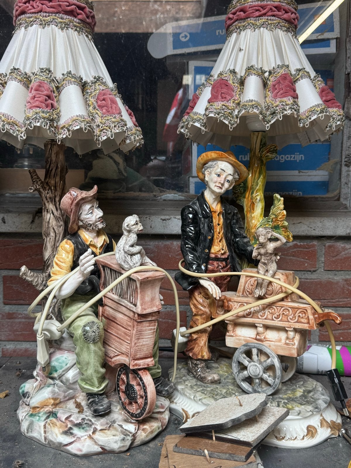 Vintage Italiaanse Capodimonte Lampen - Muzikanten, Antiek en Kunst, Antiek | Lampen, Ophalen of Verzenden