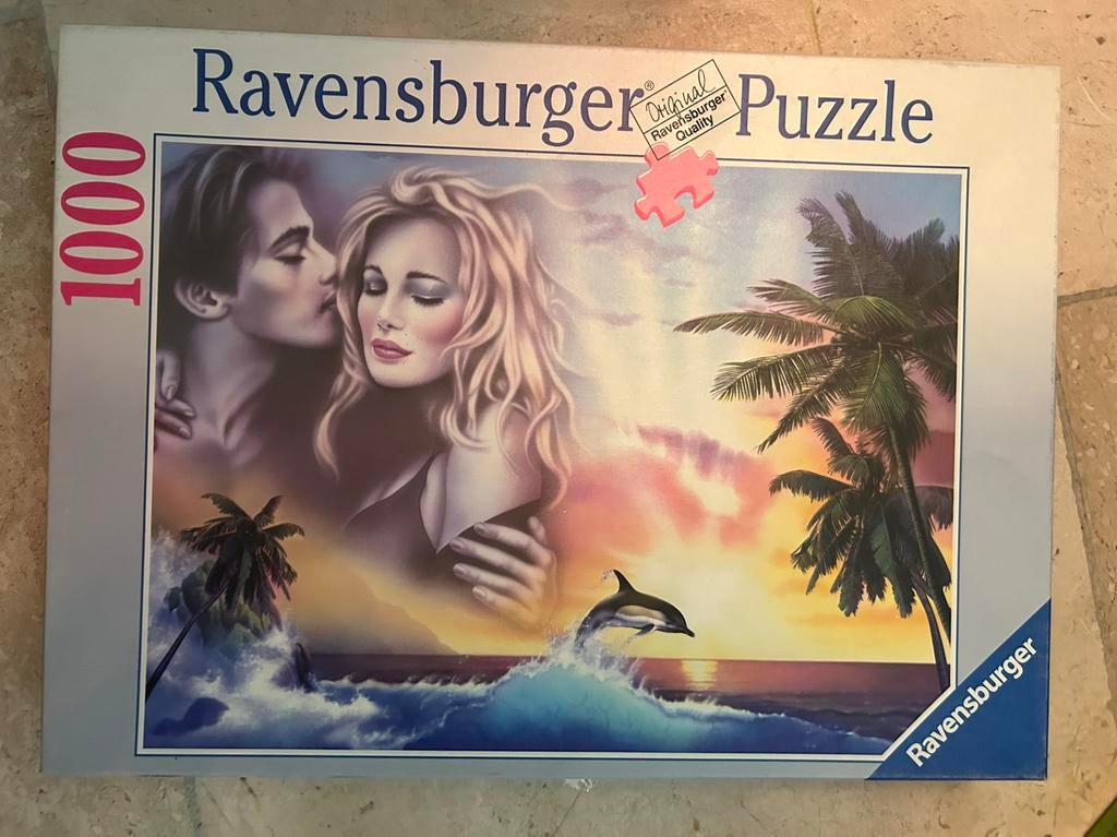 Ravensburger puzzel portret met dolfijn bij zonsondergang, Ophalen, 500 t/m 1500 stukjes, Zo goed als nieuw
