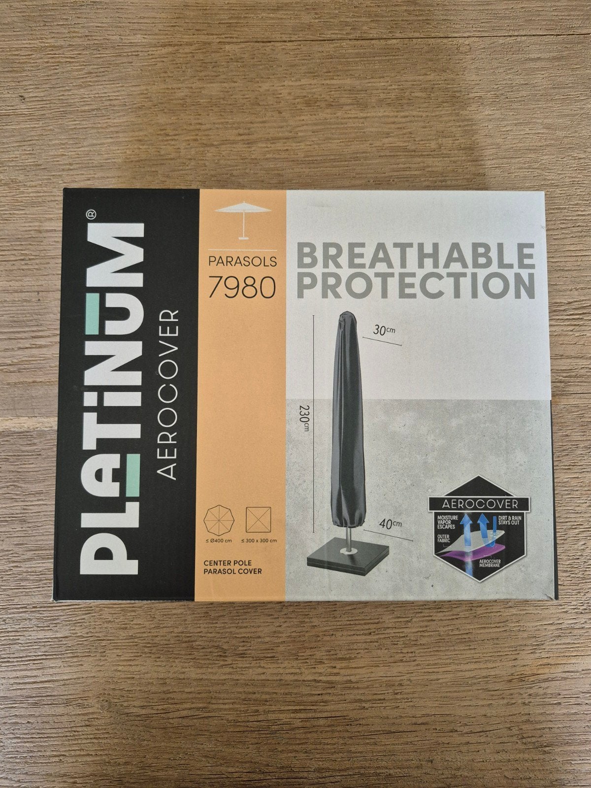 Platinum Aerocover Parasolhoes 230 cm - Ademend & Waterdicht, Ophalen of Verzenden, Nieuw, Parasolhoes, Waterdicht